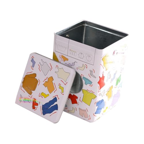 BCOATH シー洗濯粉用収納ボックス ブリキ製 防水 防錆 耐久性 取っ手付き蓋 丸みのある 設計 洗剤 収納 キャニスター