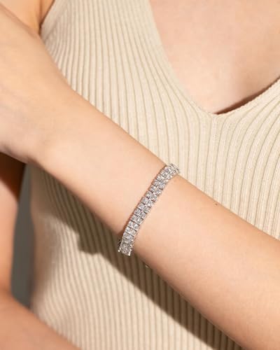 11 Carats 3mm 2 Row Tennis Bracelets For Women Men,D Color VVS1 Lab-Grown Moissanite Diamond,Wedding Bridal Fine Jewelry,Anniversary Birthday Gift,Length 7.5 Inch3