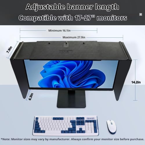 Image of Monitor Hood for 17-27 Inch Screens (Frame Width 16.1-27.9in, Measure Monitor Outer Frame Before Purchase)
