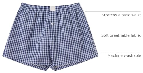 Image of Womens Boxer Shorts Gingham Y2k Pajama Cute Plaid Striped Print Lounge Sleep Shorts