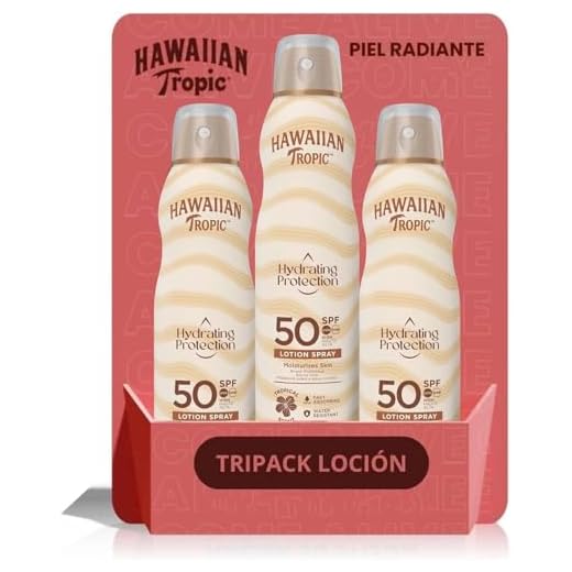 Hawaiian Tropic Bruma Hydrating Protection SPF 50 - Loción Solar Protectora en Spray de Vaporización, Resistente al Agua hasta 12 Horas, Bruma Solar de 220 ml (Paquete de 3)