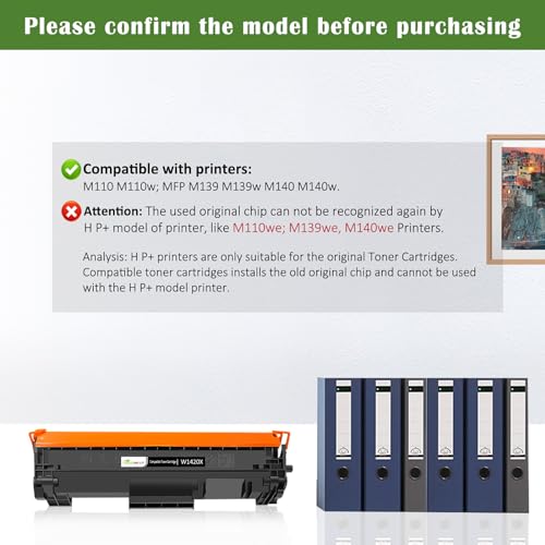 2 Pack Compatible 142X W1420X Toner Cartridges [ NO CHIP - Image 3