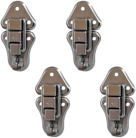 Penn Elcom Large Draw Bolt Padlockable Silver (Set of 4 pcs, Steel) Secure & Lockable | Interlock for Cases, Boxes & Chests | Butterfly Lock/Toggle Latch | Wooden/Metal Box Lock | Carved Vintage