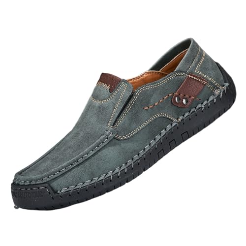 Mens Loafers Casual Slip on Shoes Business Lightweight Refreshing Classic Slippers Walking Driving Dark Green