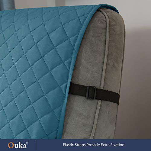 Ouka Recliner Cover For Dogs Seat Width To 28 Inch, Reversible Fabric Small Chair Sofa Protector With Elastic Straps, Non-Slip Armchair Cover For Pets And Kids(Large, Turquoise) #TOP5