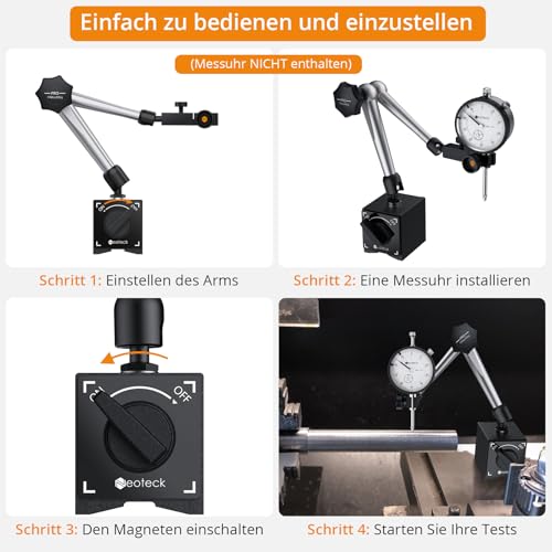Neoteck Magnetstativ Messstativ für Messuhr Mit Zentralklemmung Magnetische Messuhr Basis Ständer Halter Messstativ 80 kg max. Zugkraft