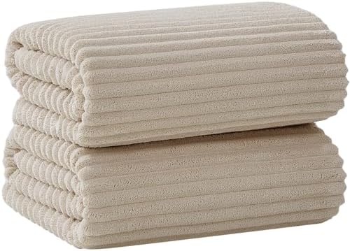 Oversized Bath Sheets 40x80 Inches Extra Large Bath Towels for Adults Super Soft Quick Dry Highly Absobent Microfiber Shower Towels for Bathroom, Pool, Gym, Yoga Towel (Beige, 2Piece)