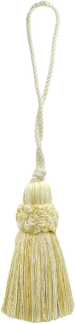 DÉCOPRO 3" (7.5cm) Elegant Crown Tassel with 4 1/2" (11cm) Loop | Decorative Craft Tassel (CT03EMP-RN) Beachwood Beige Multicolor #W126 (Light Beige Olive Green Light Brown) Set of 6