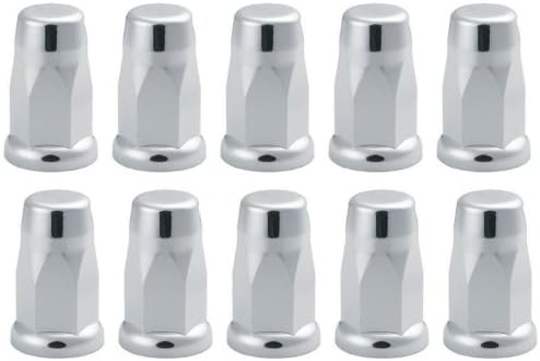 10 Chrome ABS Extra Tall Lug Nut Covers with Flanges for 33mm Nuts