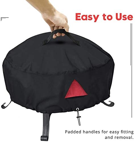 Round Fire Pit Cover - 600D Heavy Duty Waterproof 30 Inches Patio Firepit Bowl Cover, All Season Protection Outdoor Firepit Cover For Small Firepit Or Fire Bowl #TOP6