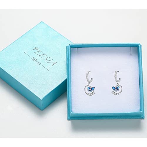 Butterfly Earrings S925 Sterling Silver Hypoallergenic Blue Butterfly Earrings Drop Butterfly Dangle Earrings For Women Butterfly Jewelry For Sensitive Ears Lover Girls Girlfriend Mother Daughter Sister #TOP5