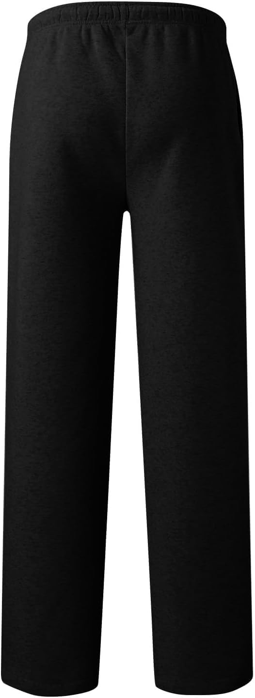 Baggy Sweatpants Men Casual Drawstring Waist, Open Bottom Uncuffed Lightweight Sweat Pants for Men