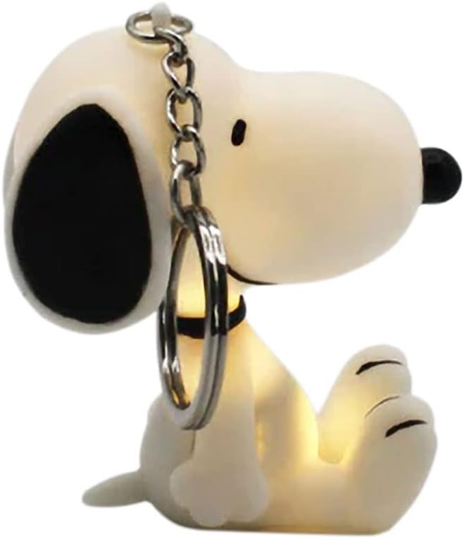 TruffleShuffle Snoopy Light Up Keyring - White/Off White for Snoopy Fans - Batteries Included