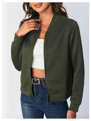 SOLY HUX Women's Lightweight Bomber Jacket Fall Fashion Zip Up Long Sleeve Sweatshirt Casual Outfits 20253