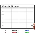 TMS A4 Magnetic Weekly Planner for Fridge | Meal Planner Whiteboard and Calendar | Memo Board or Organiser for Daily Tasks or Business Plans in Offices | with 4 Dry Erase Marker Pens