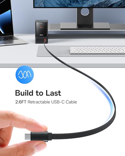 Baseus 6-in-1 65W Charging Station with Retractable USB-C Cable, Power Combo USB C Power Strip for Multiple Devices, Fast Charger for iPhone, MacBook, Samsung, PS5 for Home/Office/Dorm/Travel - Image 5