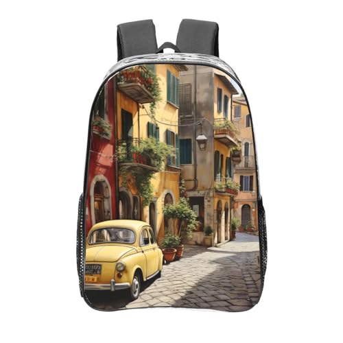 Grand sac à dos léger et transparent à imprimé italien idéal pour le quotidien