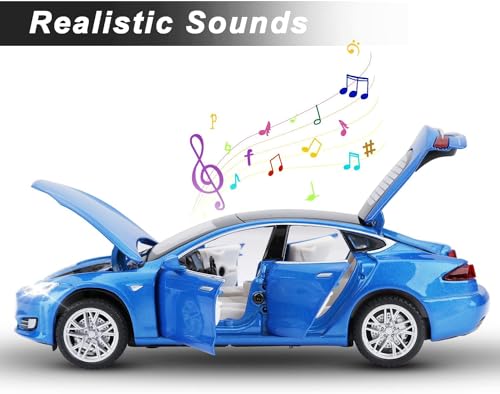 Image of Kids Toy car Playsets 1:32 Diecast Metal Car Toy for Kid Pull Back Metal Cars with 4 Openable Doors Light and Musical Sound (Multi)