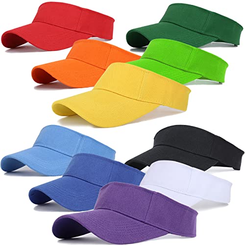 Unisex Sports Sun Visor Hats Open Top Bingo Run Visors Hat For Tennis Golf Travel Summer Beach Pool (Colorful Set, 10) #TOP1