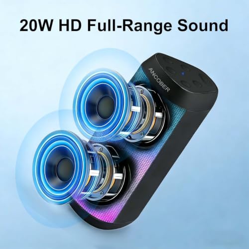 Bluetooth Speaker, Portable Wireless, 20W HD Stereo Loud Sound, 8 Modes LED Light Show, 30H Playtime, IPX4 Waterproof - image 2