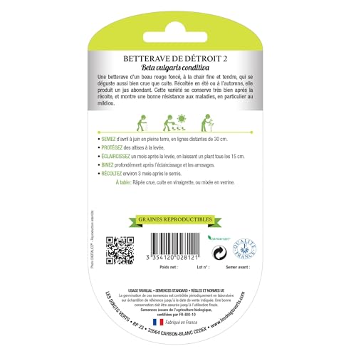 Graines Betterave de Détroit 2 BIO Les Doigts Verts