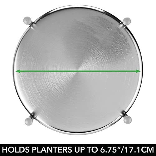 Mdesign Metal Steel Modern 9 Inch Small Plant Stand, Planter Holder, W/Modern Crisscross Design For Table, Floor; Holds Indoor/Outdoor Plants, Flower Pot - Omni Collection - 2 Pack - Chrome #TOP5
