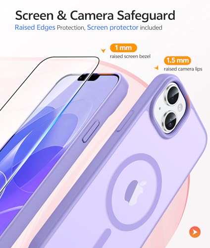 Image of FNTCASE for iPhone 15 Plus Case: for iPhone 14 Plus Case Translucent Matte Military Grade Protective Phone Cover - Slim Anti-Slip Durable Shockproof Drop Protection Cases - Light Purple