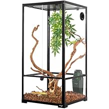 WACOOL 50 Gallon Reptile Tank, Front Opening Chameleon Cage 18" x 18"x 36", 3-in-1 Side Design Glass or Mesh+Glass, Bio Deep Base 10" Vertical Reptile Cage for Frog Iguana