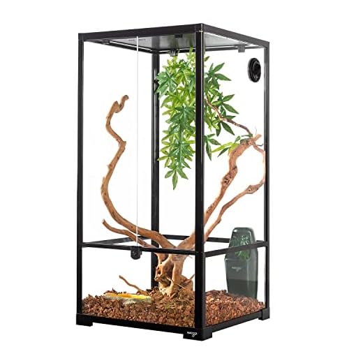 WACOOL 50 Gallon Reptile Tank, Front Opening Chameleon Cage 18" x 18"x 36", 3-in-1 Side Design (Glass or Mesh+Glass), Bio Deep Base 10" Vertical Reptile Cage for Frog Iguana