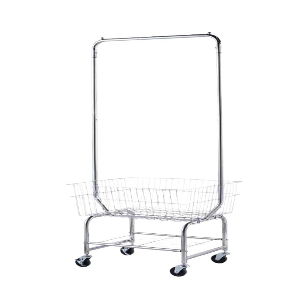Drying Racks Floor-Standing Coat Rack Electroplated Large Mesh Clothes Hanger Removable Basket Bedroom and Living Room Clothes Rail