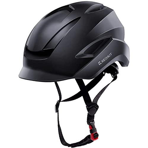 REEHUT Fahrradhelm MTB Fahrrad Helm Mountainbike mit Abnehmbaren Polsterung EPS Innenschale Superleichter Verstellbarer Bikehelm für Rennrad Radfahren Skate Herren Damen(Schwarz M) Cover