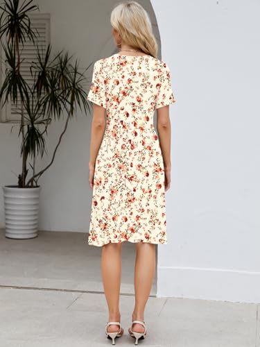 Image of Naggoo Womens Summer Dresses for Women 2026 Spring Floral Sundress Short Sleeve V Neck Wrap Dress with Pockets