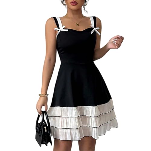 Gkaopi Sexy Kleid Damen Ärmellos Spaghettiträger Minikleid Bodycon Sommerkleid Kurz Tank Kleider V Ausschnitt Trägerkleid Elegant Festlich...