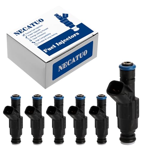 Set of 6 Fuel Injectors - Compatible with Jeep Cherokee Grand Cherokee Wrangler 4.0L L6 - Replaces 0280155784 FJ454 832-11160