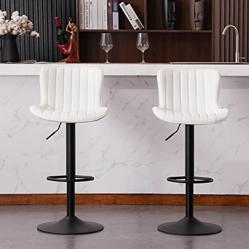 Younuoke Counter Height Bar Stools For Kitchen Island 24 Inch Metal White Barstools Set Of 2 Adjustable Swivel Counter Stool With Back #TOP2