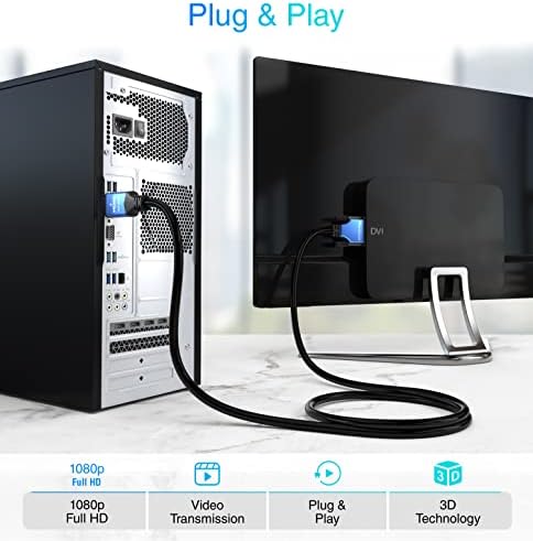 BlueRigger HDMI to DVI Cable (2M, High-Speed, Bi-Directional Adapter Male to Male, DVI-D 24+1, 1080p, Aluminum Shell) - Compatible with Raspberry Pi, Xbox One, PS5/PS4/PS3, Graphics Card