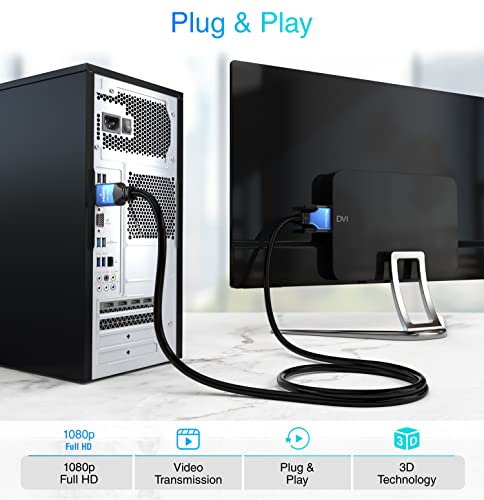 Bluerigger Hdmi To Dvi Cable (15Ft, High-Speed, Bi-Directional Adapter Male To Male, Dvi-D 24+1, 1080P, Aluminum Shell) - Compatible With Raspberry Pi, Roku, Xbox One, Ps5/Ps4, Graphics Card #TOP2