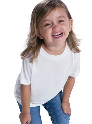 Sublivie Toddler 100% Polyester Crew Neck Short Sleeve Sublimation T-Shirt, White, 2T3
