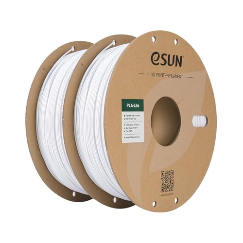 eSUN Cold White PLA Filament 1.75mm, 3D Printing PLA Lite Filament 1.75mm Dimensional Accuracy +/- 0.03mm, 2KG 3D Printer Filament, 1kg per Spool, Cold White 2Pack
