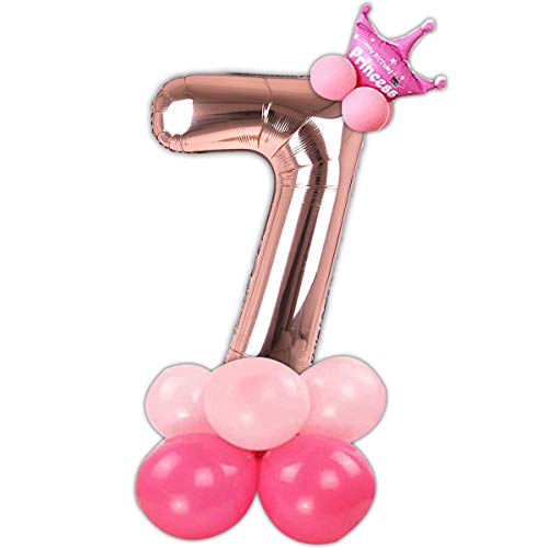 Image of Rosegold 32 Inches Numbers 7 Shape Large Big Foil Helium Balloons For Party Decorations In Happy Birthday Anniversary Office Items Materials Set Pack,1 Piece