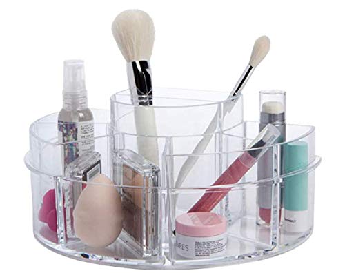 GROOVI BEAUTY Acrylic 7-Compartment Vanity Makeup Organizer - Great Compact Storage Container for Cosmetics, Vanity, Bathroom and Office Supplies