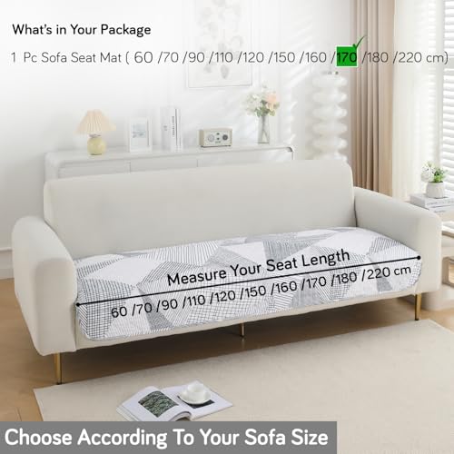 Image of HOKIPO 'Elira Series' Water Repellent + Waterproof Quilted Sofa Mats | Make Your Own Sofa Cover Set | Length 170cm - Snow White Black Geometry (AR-5248-C9)