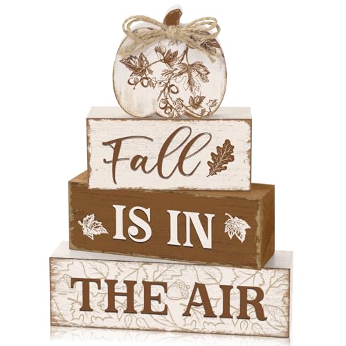 Yousoontic 4 Pcs Fall Pumpkin Wooden Table Decorations Rustic Autumn...