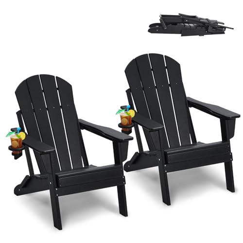 VEVOR Sedie Adirondack in Plastica Set di 2, Sedie da Esterno Pieghevoli Portatili Resistenti alle...