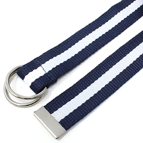 Canvas Web Belt D-Ring Buckle 1.25" Wide Metal Tip Multi-Color2