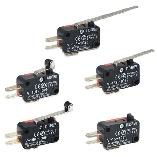 Microinterruptor de límite de carrera V-1C25 interruptor momentáneo de rodillo 15A 250V CA 10 uds