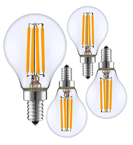 SleekLighting 4 Watt G16.5 E12 LED Filament Globe Light Bulb,Dimmble (35W Incandescent Replacement) Warm White 2700K - 4 pack