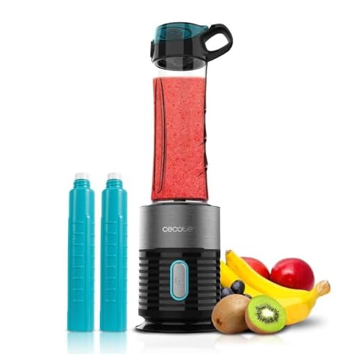 Cecotec Batidora de Vaso Individual Power Titanium 650 EasyGo Inox. 650W, Cuchilla 4 hojas con Recubrimiento de Titanio Negro, Incluye 2 Tubos Refrigeradores y 2 Vasos Resistentes de 600ml