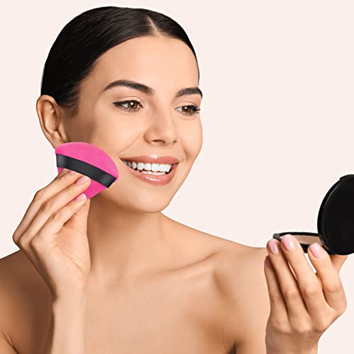 2 Pcs Powder Puff Triangle Makeup Puffs For Loose Setting Powder Face Body, Foundation Blender Velour Setting Powder Puff, Super Soft Eye Makeup Wedges Beauty Tools (Black Red) #TOP4