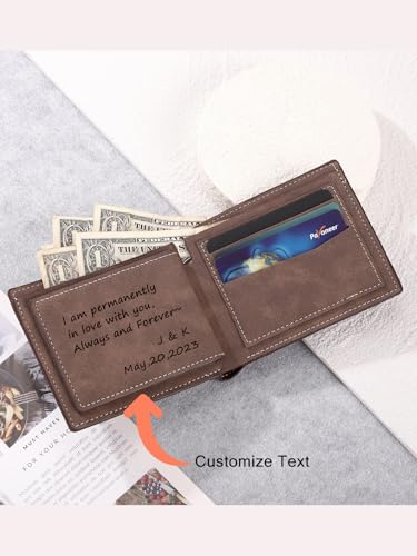 Custom Wallets for Men Personalized Leather Wallets for Mens Engraved Wallets Personalized Gifts for Men Dad Husband Birthday Anniversaries Father's Day3